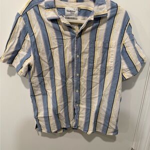 Goodfellow & Co Men's Blue, White, and Yellow Striped Shirt